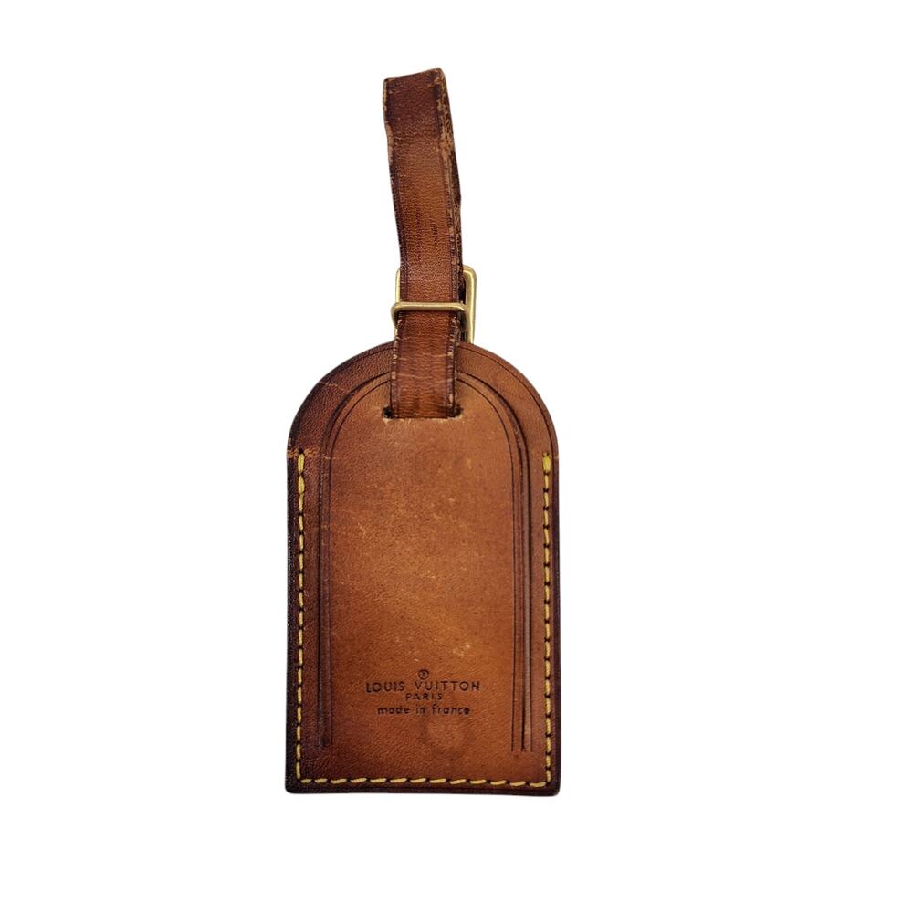 Authentic Vintage Louis Vuitton Vachetta Leather Brown Luggage Tag